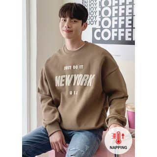 Sherpa-fleece Letter Fleece-lined Sweatshirt