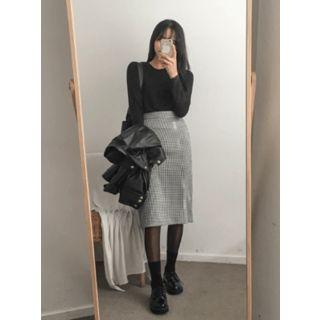 Houndstooth Midi H-line Skirt
