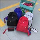 Color Block Canvas Backpack With Coin Purse