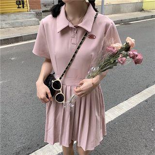 Short-sleeve Pleated Polo Shirt