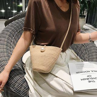 Straw Bucket Bag Khaki - One Size