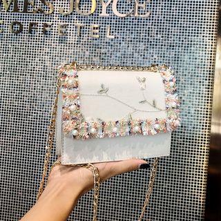 Chain Strap Tweed-trim Crossbody Bag