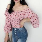 Floral Print Off-shoulder Bell-sleeve Top / Mini Dress