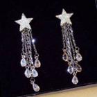 Faux Crystal Star Fringed Earring 1 Pair - Silver - One Size