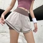 High-waist Layered Wide-leg Sweatshorts