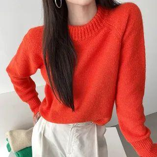 Wool Blend Raglan-sleeve Sweater