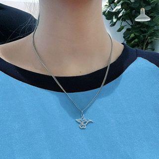 Stainless Steel Bird Pendant Necklace Silver - 45 + 5cm