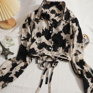 Tie-waist Splatter Print Shirt
