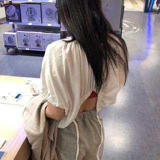 Short-sleeve Open-back Top White - One Size