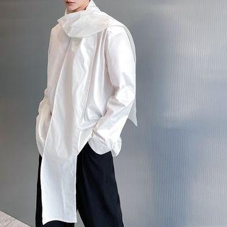 Inset Scarf Plain Shirt