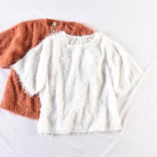 Short-sleeve Furry Top Brown - One Size