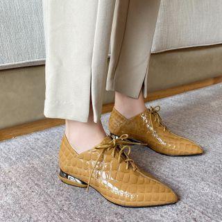 Croc Grain Lace-up Loafers