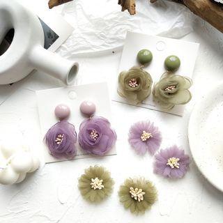 Mesh Flower Dangle Earring