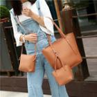 Set: Faux Leather Tote + Shoulder Bag + Pouch