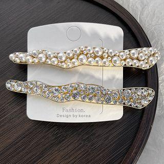 Rhinestone / Faux Pearl Alloy Hair Clip