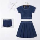 Set: Short-sleeve Swim Top + Swim Skirt + Shorts