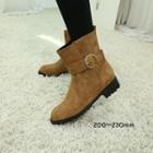 Faux Fur-lined Buckled Ankle-boots