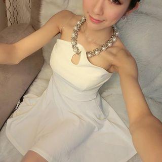 Embellished Halter A-line Mini Dress