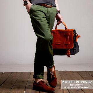 Plain Slim-cut Pants