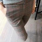 Flat-front Checked Pants