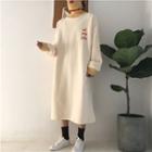 Color-block Turtleneck Fleece-lined Dress