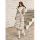 Hooded Contrast-panel Duck-down Coat With Belt Cream - One Size