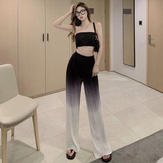 Set: Tube Top + Gradient Wide-leg Pants As Figure - One Size