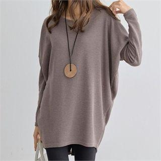 Button-back Dolman-sleeve Long Top