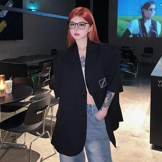 Short-sleeve Two Button Oversized Blazer