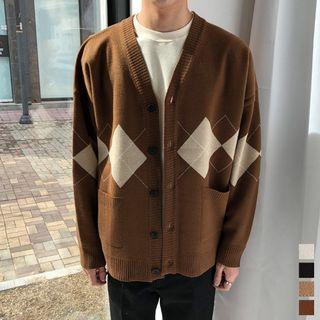 Oversized Argyle Cardigan