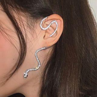Snake Rhinestone Earring 1 Pair - Snake Rhinestone Earring - Silver - One Size