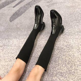 Knit Panel Long Boots
