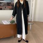 Long-sleeve Plaid Panel Trench Coat