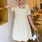 Square Neck Buttoned A-line Dress