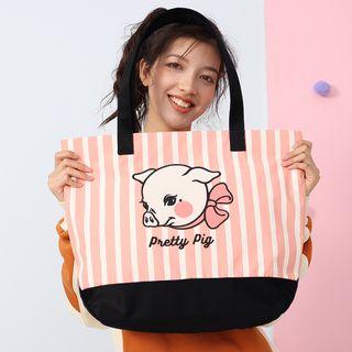 Pig Print Nylon Tote Bag