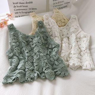 Cutout Lace Sleeveless Crop Top