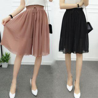 High-waist Pleated Sheer Skort