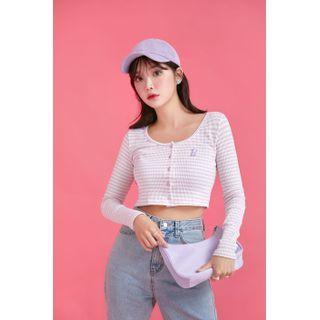 [barbie Flower] Stripe Crop Cardigan