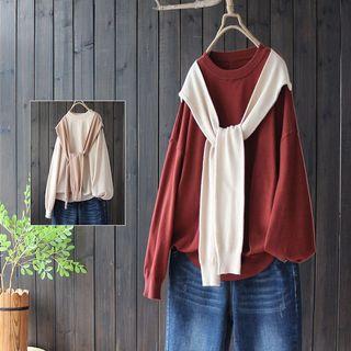 Long Sleeve Lace-up Knit Top