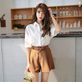 Set: Short-sleeve Shirt + Shorts + Belt