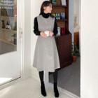 Plus Size Sleeveless Wool Blend A-line Midi Dress