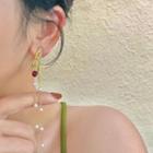 Butterfly Faux Pearl Fringed Alloy Earring