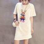 Short-sleeve Rabbit Print Mini T-shirt Dress