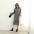 Brushed-fleece Lined Midi Pullover Dress