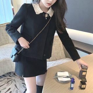 Lace Slim-fit Jacket / Plain Slim-fit Skirt