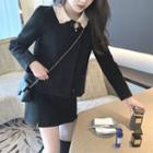 Lace Slim-fit Jacket / Plain Slim-fit Skirt