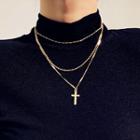 Layered Cross Pendant Necklace