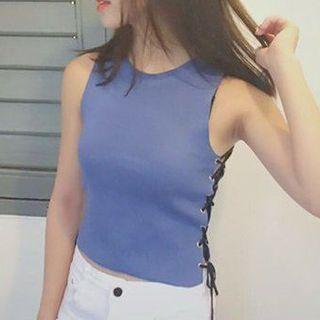 Lace-up Side Sleeveless Knit Top