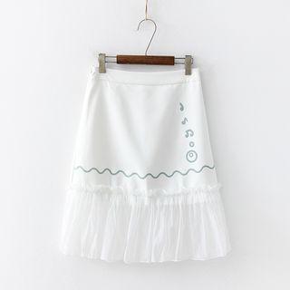 Letter Short-sleeve T-shirt / A-line Skirt / Set