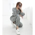 Corduroy Blouson Top & Jogger Pants Set